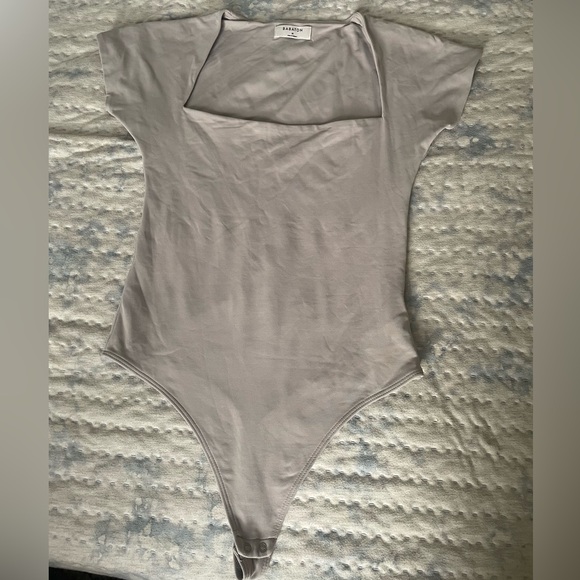 Aritzia Babaton Contour Straight Neck Bodysuit in Opal Grey - Picture 2 of 4